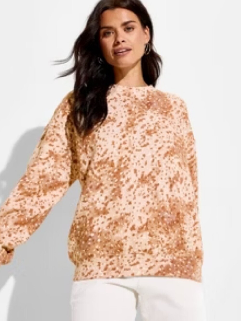NWT 33 Degrees Women's Crewneck Doe Print Fleece Pullover